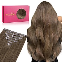 Wennalife Seamless Clip In Hair Extensions Human Hair 22 Inch 150G 7Pcs Light Ash Brown Real Hair Extensions Clip In Human Hair