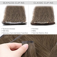 Wennalife Seamless Clip In Hair Extensions Human Hair 22 Inch 150G 7Pcs Light Ash Brown Real Hair Extensions Clip In Human Hair