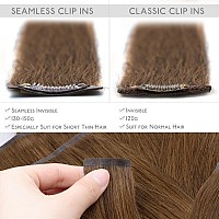 Wennalife Seamless Clip In Hair Extensions Human Hair 14 Inch 130G 7Pcs Light Auburn Brown Real Hair Extensions Clip In Human H