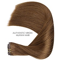 Wennalife Seamless Clip In Hair Extensions Human Hair 14 Inch 130G 7Pcs Light Auburn Brown Real Hair Extensions Clip In Human H