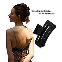 Nalodu 4 Inch Square Wider Black Claw Clips 105 Cm Bendable Strong Hold Rectangle Large Hair Clips For Thin And Thick Long Cur