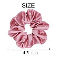 Sufermoe 12 Pcs Satin Silk Hair Scrunchies Rose Pink 45 Inch Hair Ties And Hair Bands For Women And Girls Versatile Hair Acc