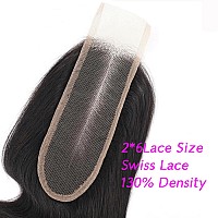 Selina Lace Closure 10 Inch Brazilian Body Wave Closure Free Part 2X6 Lace Closure Unprocessed Human Hair Natural Black Color Vi