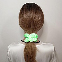 Sufermoe 12 Pcs Satin Silk Hair Scrunchies Bright Green 45 Inch Hair Ties Hair Bands Hair Accessories For Women And Girl