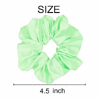 Sufermoe 12 Pcs Satin Silk Hair Scrunchies Bright Green 45 Inch Hair Ties Hair Bands Hair Accessories For Women And Girl