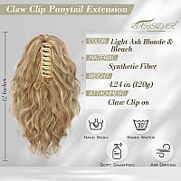 Barsdar Short Blonde Ponytail Extension 12 Inch Claw Clip Ponytail Hair Extensions For Women Short Wavy Multi Layered Synthe