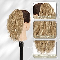 Barsdar Short Blonde Ponytail Extension 12 Inch Claw Clip Ponytail Hair Extensions For Women Short Wavy Multi Layered Synthe