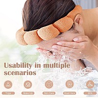 Ztomine Terry Cloth Spa Headbands For Washing Face Set Of 2 Puffy Makeup Headbands For Face Washing Mask Beige Orange