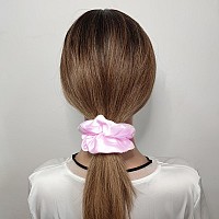 Sufermoe 12 Pcs Satin Silk Hair Scrunchies 45 Inch Pale Pink Soft Hair Ties Fashion Hair Bands Ponytail Holders For Women