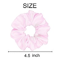 Sufermoe 12 Pcs Satin Silk Hair Scrunchies 45 Inch Pale Pink Soft Hair Ties Fashion Hair Bands Ponytail Holders For Women