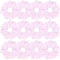 Sufermoe 12 Pcs Satin Silk Hair Scrunchies 45 Inch Pale Pink Soft Hair Ties Fashion Hair Bands Ponytail Holders For Women