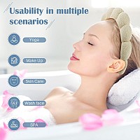 Ztomine Spa Terry Cloth Headband Combo Pack 2 Puffy Makeup Facial Headbands For Face Washing And Masks Beige Blue