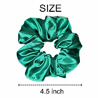 Sufermoe 12 Pcs Satin Silk Hair Scrunchies Dark Green 45 Inch Hair Ties Hair Bands And Ponytail Holders For Women And Gir