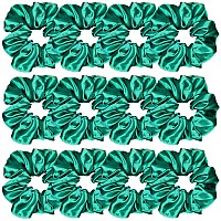 Sufermoe 12 Pcs Satin Silk Hair Scrunchies Dark Green 45 Inch Hair Ties Hair Bands And Ponytail Holders For Women And Gir