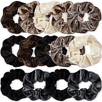 Bememo 28 Pieces Velvet Scrunchies Soft Elastic Hair Ties Scrunchy Bobbles Ponytail Holders Party Favors In Neutral Colors