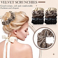 Bememo 28 Pieces Velvet Scrunchies Soft Elastic Hair Ties Scrunchy Bobbles Ponytail Holders Party Favors In Neutral Colors