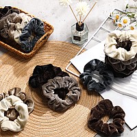 Bememo 28 Pieces Velvet Scrunchies Soft Elastic Hair Ties Scrunchy Bobbles Ponytail Holders Party Favors In Neutral Colors