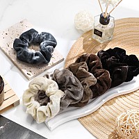 Bememo 28 Pieces Velvet Scrunchies Soft Elastic Hair Ties Scrunchy Bobbles Ponytail Holders Party Favors In Neutral Colors