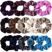 Bememo 28 Count Velvet Hair Ties Soft Hair Bands Hair Accessories Cute Colors Elastic Hair Scrunchies For Women Girls Hair Ca