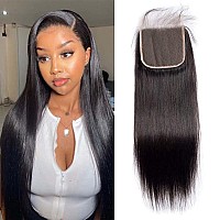 Straight Lace Closure Human Hair 4X4 Free Part Lace Closure 100 Unprocessed Brazilian Virgin Human Hair Extensions 150 Density