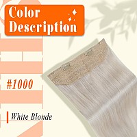 Fshine Invisible Wire Hair Extensions Real Human Hair Blonde Fish Line One Piece Hair Extensions Remy Human Hair 14 Inch Wire Ex