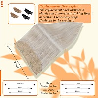 Fshine Invisible Wire Hair Extensions Real Human Hair Blonde Fish Line One Piece Hair Extensions Remy Human Hair 14 Inch Wire Ex