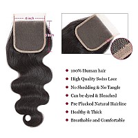 Ddodla Body Wave Bundles With Closure Human Hair Brazilian Human Hair 3 Bundles With 4X4 Hd Lace Closure Free Part 10A Grade 100