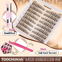 Cat Eye Lash Extension Kit Natural Diy Eyelash Extension Kit Wispy Lash Clusters Kit Individual Lashes With Lash Bond And Seal A