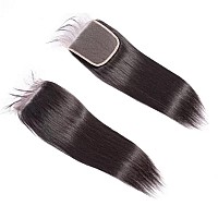 Straight Lace Closure Human Hair 4X4 Free Part Lace Closure 100 Unprocessed Brazilian Virgin Human Hair Extensions 150 Density