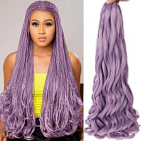 Unionbeauty French Curl Braiding Hair Light Purple 22 Inch French Curly Braiding Hair 2 Packs Crochet Braids Pre Stretched Braid