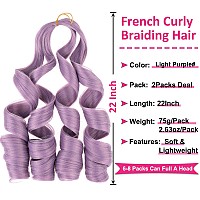 Unionbeauty French Curl Braiding Hair Light Purple 22 Inch French Curly Braiding Hair 2 Packs Crochet Braids Pre Stretched Braid