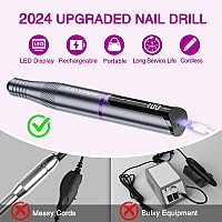 Cayludg Cordless Electric Nail Drill File Portable Nail Drill Machine For Acrylic Gel Dip Powder Nails Professional Electric