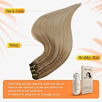 Full Shine Clip In Hair Extensions Real Human Hair Balayage Thick Hair Extensions Clip Ins Golden Brown To Dark Blonde Remy Hair