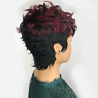 Qiaqiaring Pixie Cut Wigs Human Hair Wigs 1B99J Color Short Layered Pixie Cut Wigs For Black Women Brazilian Virgin Human Hair