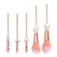 5Pcs Cute Cat Style Makeup Brushes Cosmetic Makeup Brush Set With Pink Storage Bag Best For Gir Woman