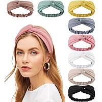 Dreshow Headbands Twist Knotted Women Head Bands Boho Stretchy Hair Bands Non Slip For Girls Criss Cross Head Wrap Turban Plain