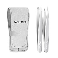 2 Pack Tweezers Professional Stainless Steel Tweezers For Men And Women Precision Eyebrow Tweezers For Facial Hair Chin And