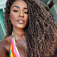 Goddess Locs Crochet Hair Brown 14 Inch 7 Packs Faux Locs Crochet Hair Soft Crochet Locs Boho Locs Crochet Hair Synthetic Hippie