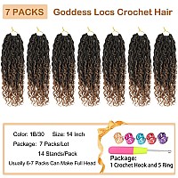 Goddess Locs Crochet Hair Brown 14 Inch 7 Packs Faux Locs Crochet Hair Soft Crochet Locs Boho Locs Crochet Hair Synthetic Hippie