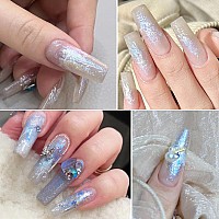 Fcozpjk Iridescent Nail Glitter Set 6 Colors Mud Texture Aurora Chrome Nail Powder Pink Blue Pearlescent Glitter Chameleon Na