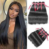 Luxediva Bundles Human Hair 4 Bundles 14 16 18 20 Inch 100 Unprocessed Human Hair Straight Bundles Natural Black Color Double