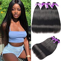 Luxediva Straight Bundles Human Hair 4 Bundles 18 20 22 24 Unprocessed Virgin Hair Body Wave Bundles 100 Brazilian Human Hair W