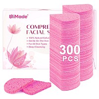 Unimade 300Count Compressed Facial Sponges Face Sponges For Cleansing 100 Natural Cellulose Cosmetic Spa Sponges For Facial