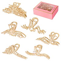 Lukacy 6 Pack Large Metal Hair Claw Clips 4 Inch Perfect Big Gold Jaw Hair Clamps For Women And Thinner Thick Hair Stylings