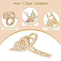 Lukacy 6 Pack Large Metal Hair Claw Clips 4 Inch Perfect Big Gold Jaw Hair Clamps For Women And Thinner Thick Hair Stylings