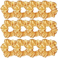 Sufermoe 12 Pcs Satin Silk Hair Scrunchies Yellow 45 Inch Soft Hair Ties For Women And Girls Versatile Hair Accessories For P