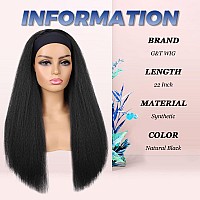 Gt Wig Yaki Straight Headband Wigs For Black Women Synthetic Yaki Headband Wig Long Kinky Straight Hair Wigs With Hair Band Att