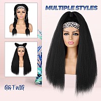 Gt Wig Yaki Straight Headband Wigs For Black Women Synthetic Yaki Headband Wig Long Kinky Straight Hair Wigs With Hair Band Att