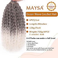 Maysa Ocean Wave Crochet Hair 30Inch 6Packs Curly Braiding Crochet Hair Extensions Soft Synthetic Ombre Crochet Hair Extension