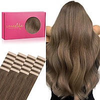 Wennalife Tape In Hair Extensions Human Hair 20Pcs 50G 16 Inch Light Ash Brown Remy Hair Extensions Straight Human Hair Tape In